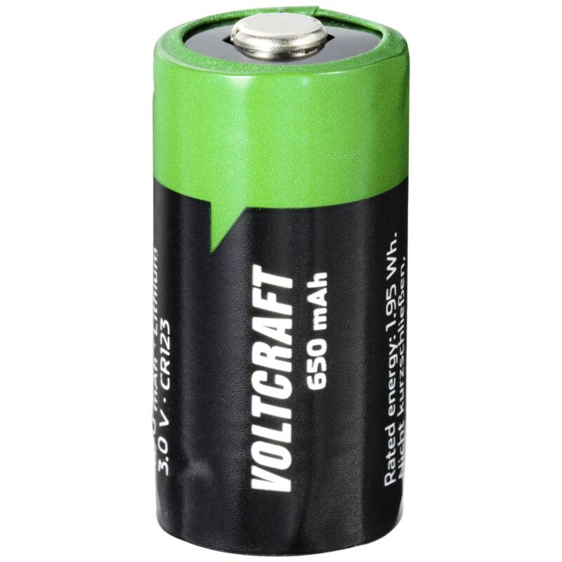 foto del prodotto voltcraft batteria ricaricabile speciale cr 123 button top litio 3 v 650 mah