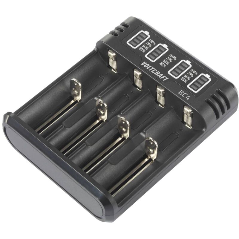 foto del prodotto voltcraft bc4 caricabatterie universale liion, nimh stilo aa , ministilo aaa , 1 2 torcia c , sub c, 10440, 16340, c