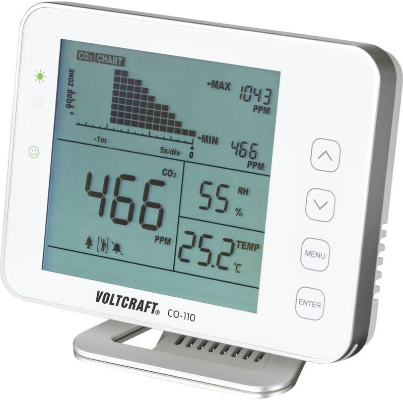 foto del prodotto voltcraft co 110 misuratore di anidride carbonica 0 5000 ppm con funzione datalogger calibrato di fabbrica senza cert