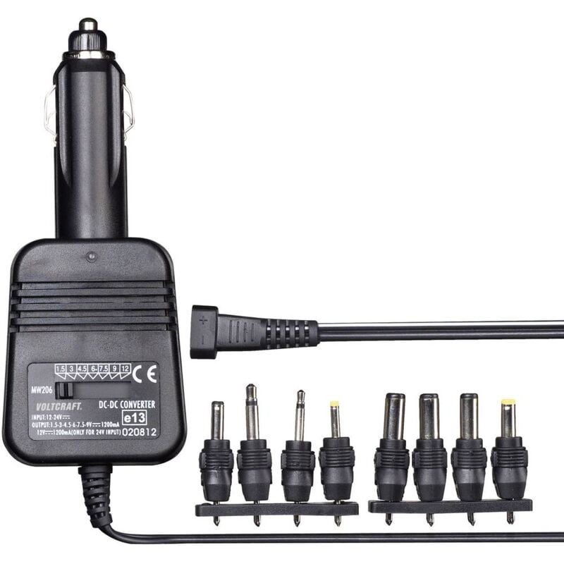 foto del prodotto voltcraft convertitore dc dc 12 v dc, 24 v dc 1.5 v dc, 3 v dc, 4.5 v dc, 6 v dc, 7.5 v dc, 9 v dc, 12 v dc 1.2 a 14.