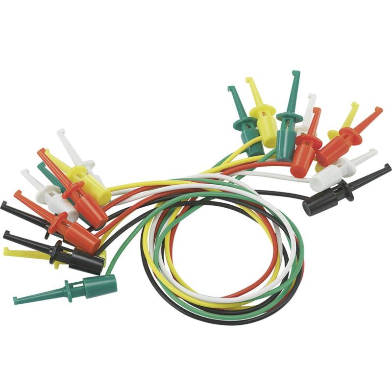 foto del prodotto voltcraft kit puntali morsetto a coccodrillo morsetto a coccodrillo 0.28 m nero, rosso, verde, giallo, bianco 1 kit