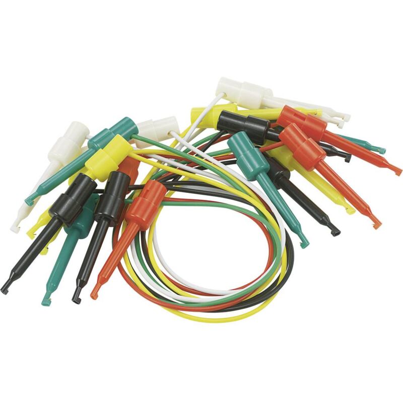 foto del prodotto voltcraft kit puntali morsetto a coccodrillo morsetto a coccodrillo 0.28 m nero, rosso, verde, giallo, bianco 1 kit