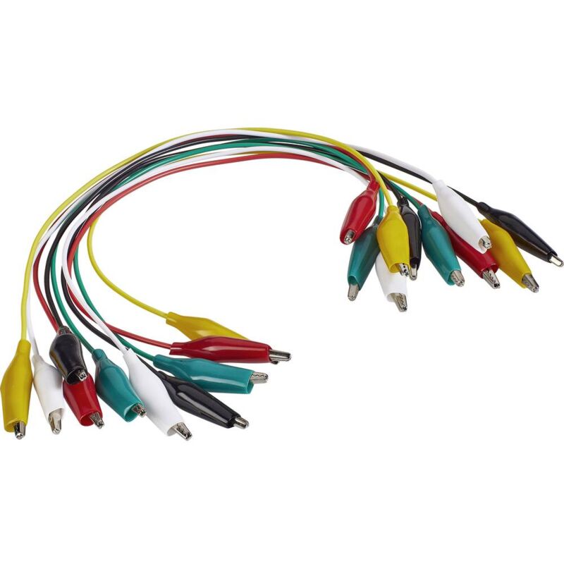 foto del prodotto voltcraft ks 280 0.1 kit puntali morsetto a coccodrillo morsetto a coccodrillo 0.28 m nero, rosso, giallo, verde, bianc