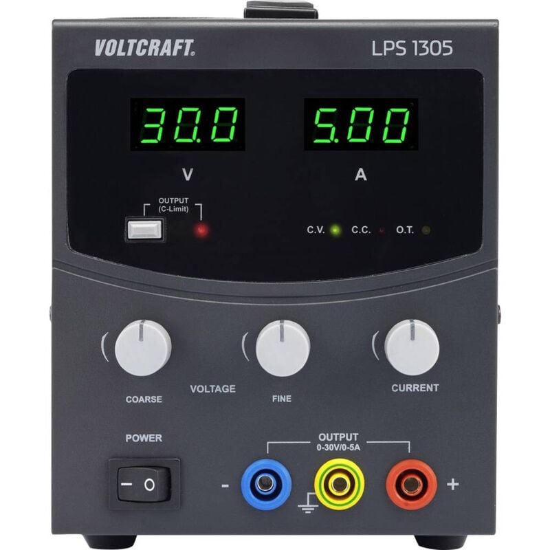 foto del prodotto voltcraft lps1305 alimentatore da laboratorio regolabile 0 30 v dc 0 5 a 150 w num. uscite 1 x