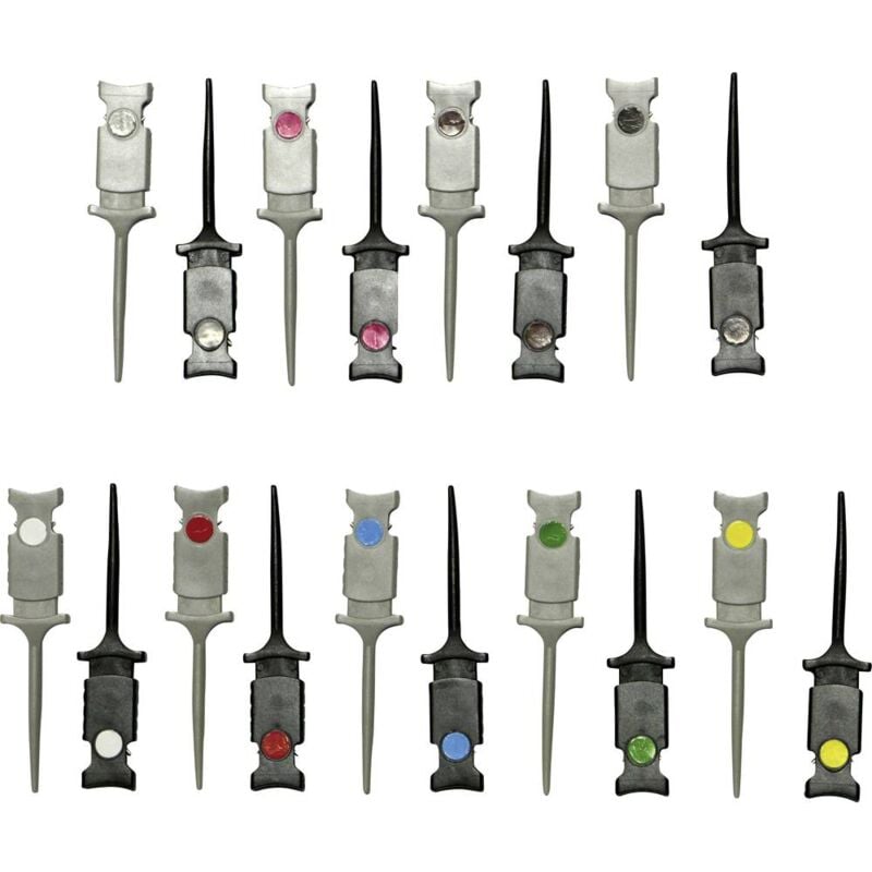 foto del prodotto voltcraft mini puntali di prova connettore 0,64 mm cat i nero, rosso, marrone, verde, giallo, violetto, blu, bianco, gr