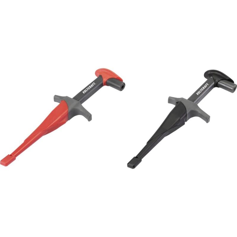 foto del prodotto voltcraft msk 115 kit morsetti a clip coccodrillo isolati presa 4mm cat iii 1000 v, cat iv 600 v nero, rosso