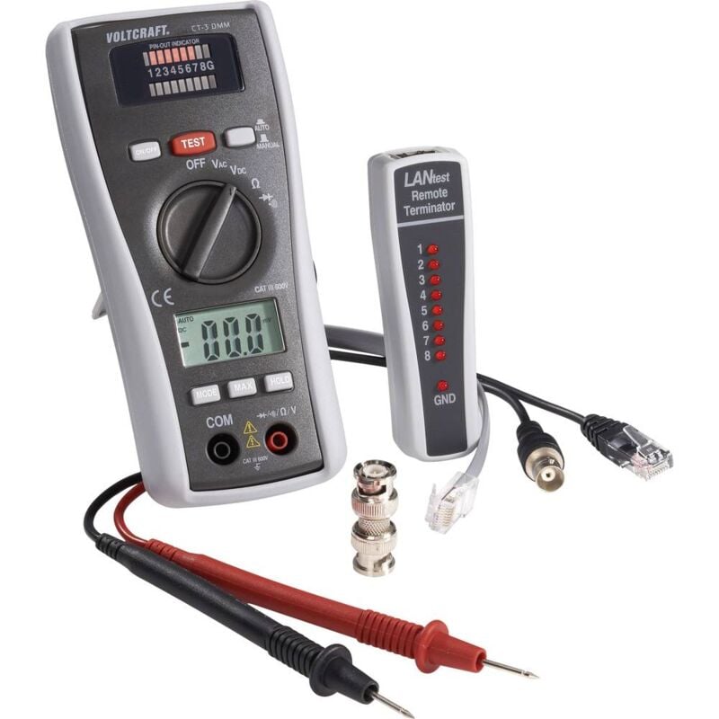 foto del prodotto voltcraft tester cavi ct 3 dmm adatto per bnc, rj11 e rj45