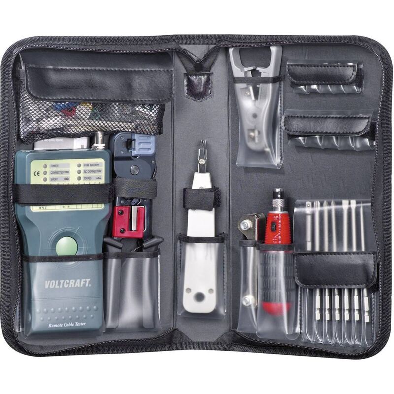 foto del prodotto voltcraft tester cavi ct 5 ct 5 adatto per rj 45, bnc, rj 11, iee 1394, usb