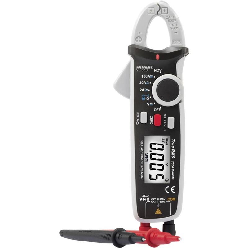 foto del prodotto voltcraft vc 330 pinza amperometrica digitale cat ii 600 v, cat iii 300 v display counts 2000