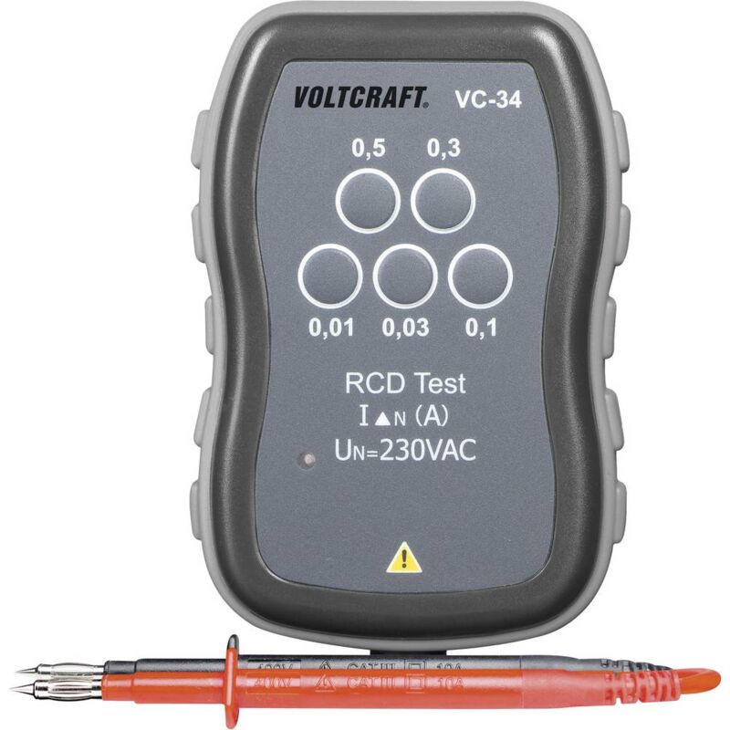 foto del prodotto voltcraft vc 34 tester rapido per interruttore differenziale cat iii 250 v