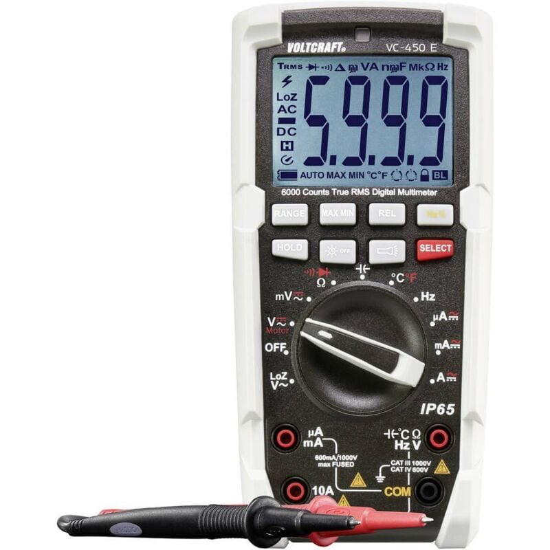 foto del prodotto voltcraft vc 450 e multimetro portatile digitale protetto contro getti d acqua ip65 cat iii 1000 v, cat iv 600 v disp