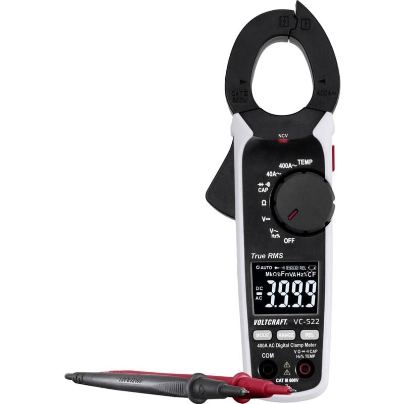 foto del prodotto voltcraft vc 522 pinza amperometrica digitale cat iii 600 v display counts 4000