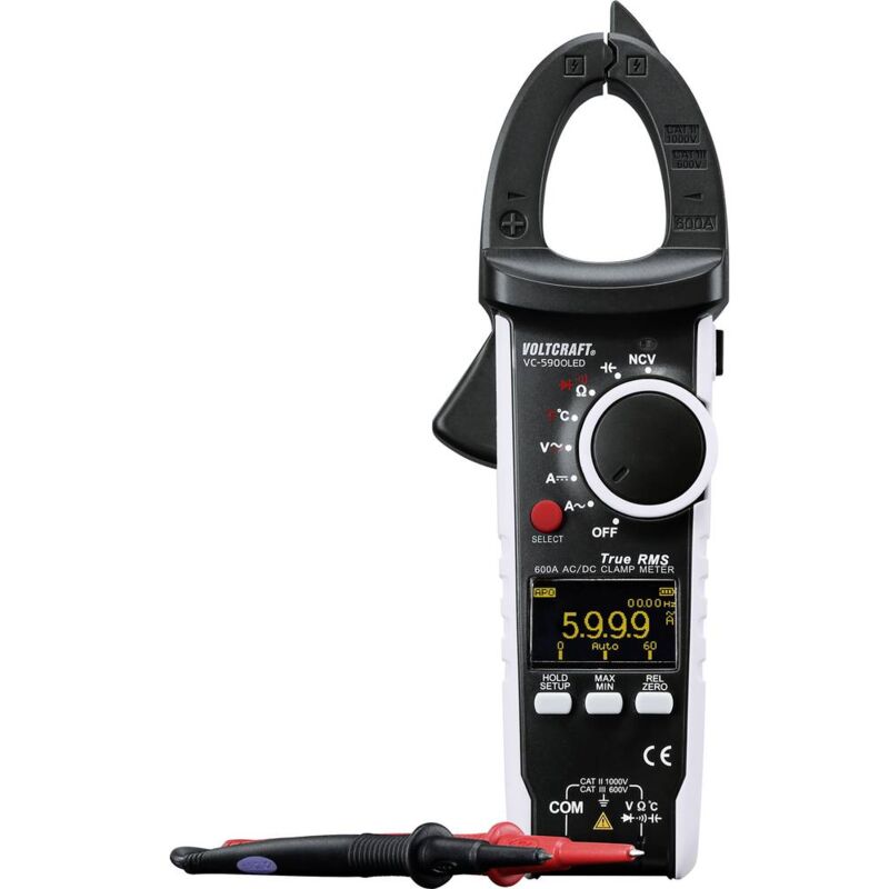 foto del prodotto voltcraft vc 590oled pinza amperometrica digitale display oled cat iii 600 v, cat ii 1000 v display counts 6000