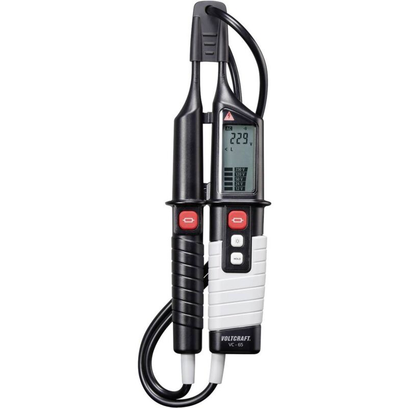 foto del prodotto voltcraft vc 65 tester di tensione a due poli cat iii 1000 v, cat iv 600 v acustico, lcd, led