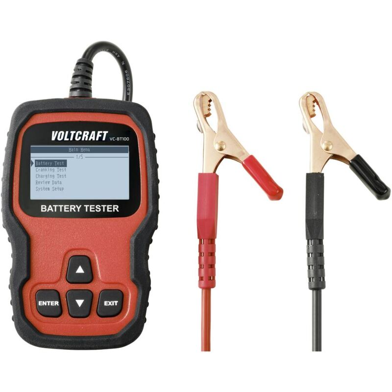 foto del prodotto voltcraft vc bt100 tester batteria per auto 12 v, 24 v 79 mm x 28 mm x 128 mm