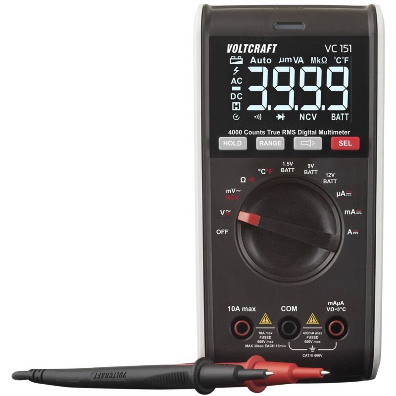 foto del prodotto voltcraft vc151 multimetro portatile digitale cat iii 600 v display counts 4000