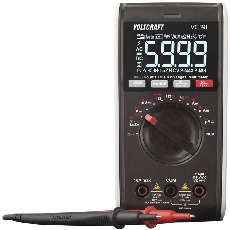 foto del prodotto voltcraft vc191 multimetro portatile digitale cat iii 600 v display counts 6000