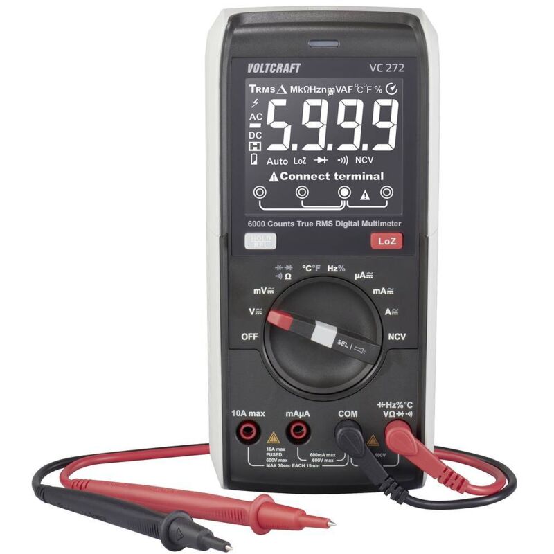 foto del prodotto voltcraft vc272 multimetro portatile digitale cat iii 600 v display counts 6000