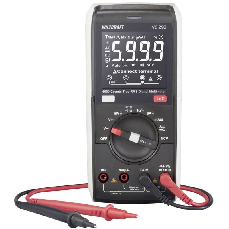 foto del prodotto voltcraft vc292 multimetro portatile digitale cat iii 600 v display counts 6000