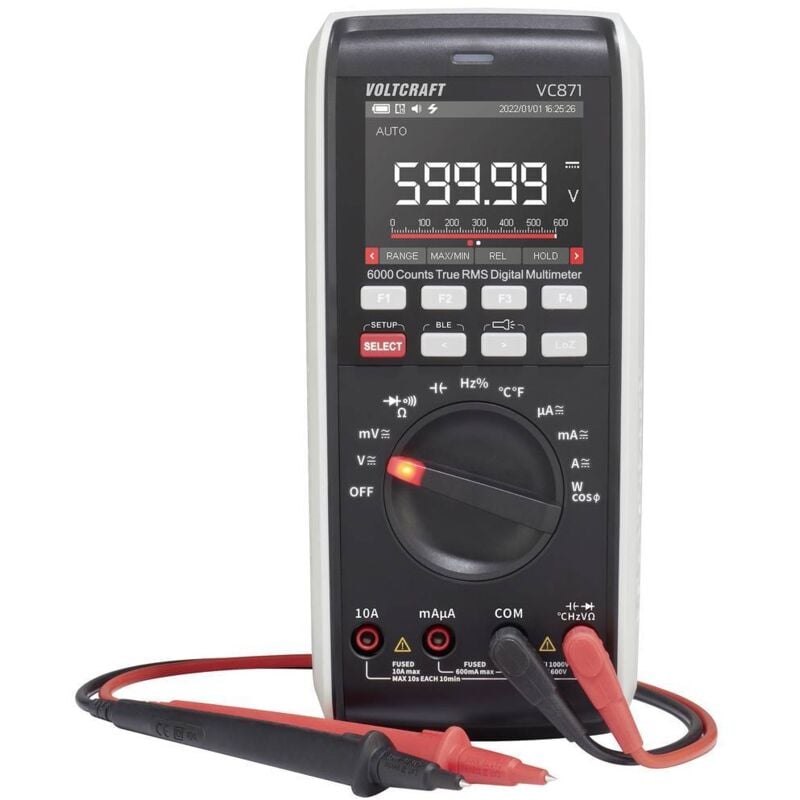 foto del prodotto voltcraft vc871 multimetro portatile digitale data logger cat iii 1000 v, cat iv 600 v display counts 60000