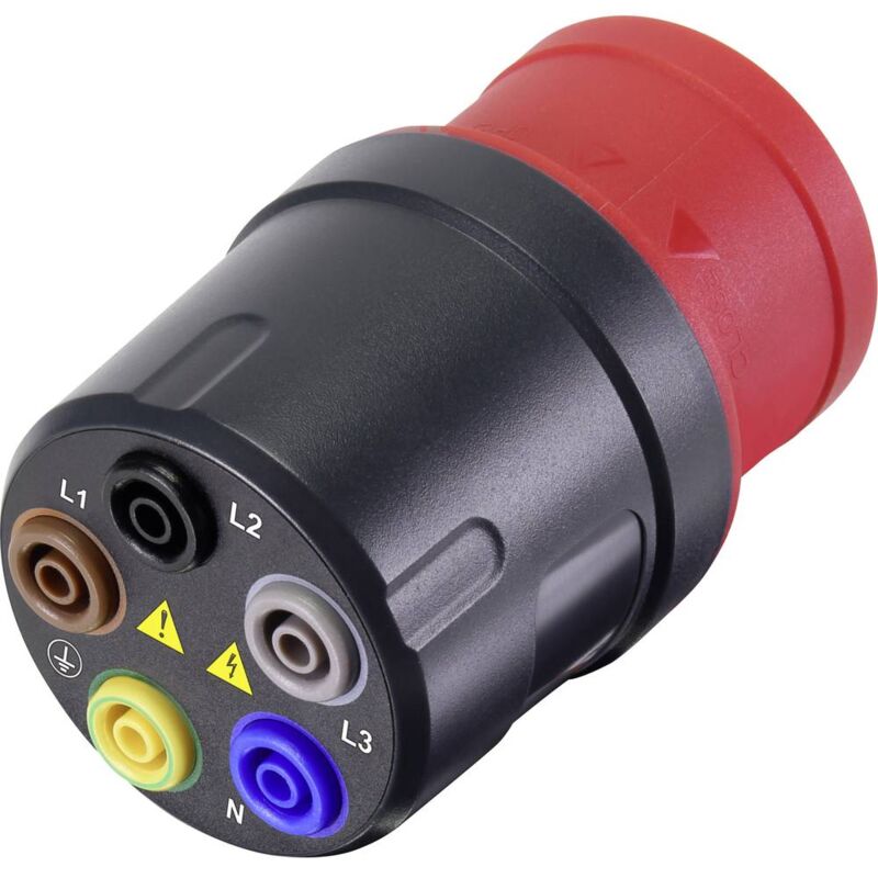 foto del prodotto voltcraft vma 3l 16 adattatore per misurazioni spina cee 16 a 5 poli presa 4 mm grigio scuro, rosso