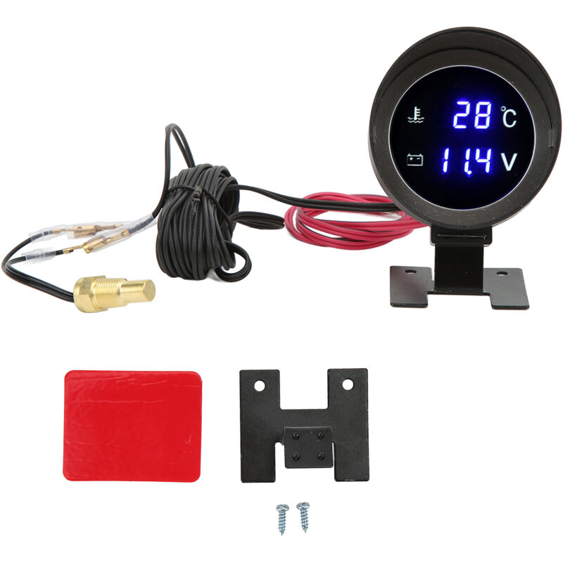 foto del prodotto voltmetro led digitale rotondo per temperatura dell acqua dc 9v 36v con luce blu per auto moto atv eosnow