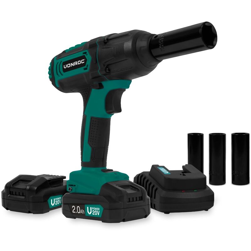 immagine 0 del prodotto vonroc avvitatore a impulsi a batteria 20v 4 impostazioni 100 200 300 400nm include 4 bussole adatto per il cambio di pneumatici auto 