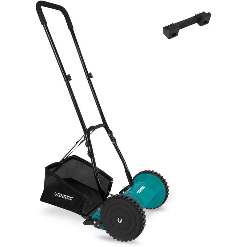 foto del prodotto vonroc tosaerba manuale tagliaerba a spinto 300 mm 4 altezze di taglio regolabili incluso supporto a parete