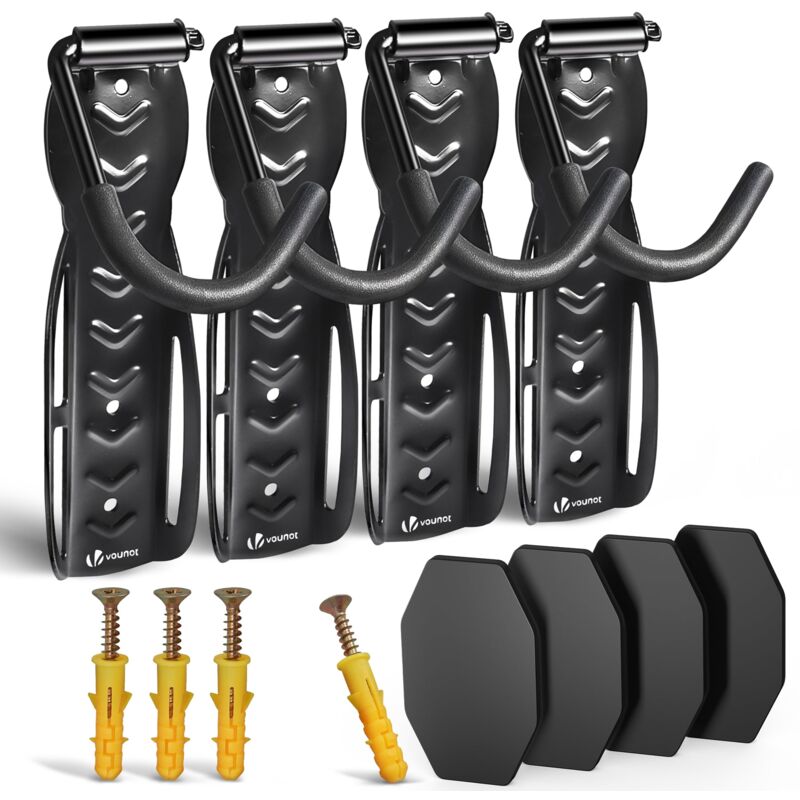 foto del prodotto vounot 4 pezzi supporto per biciclette da parete con cuscinetti protezione, nero