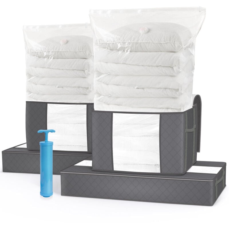 foto del prodotto vounot 4 sacchetti sottovuoto per vestiti con pompa 4 scatola di immagazzinaggio edenoo, set di 9