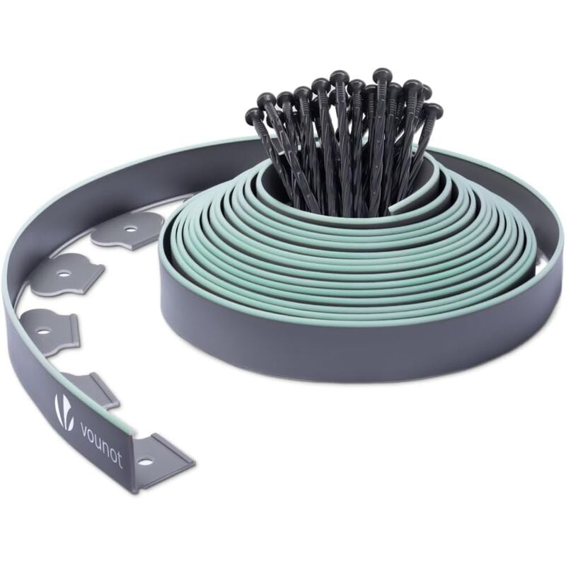foto del prodotto vounot bordo giardino flessibile, bordi aiuole plastica, lunghezza 10m, grigio e verde
