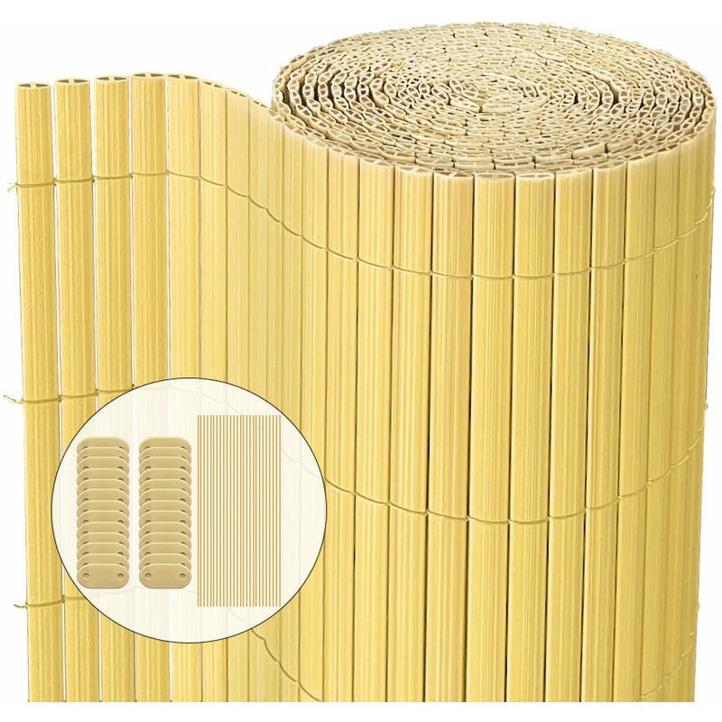 foto del prodotto vounot canniccio pvc frangivista recinzione 90x500cm con supporto centrale, arella doppia schermo privacy, bamb 