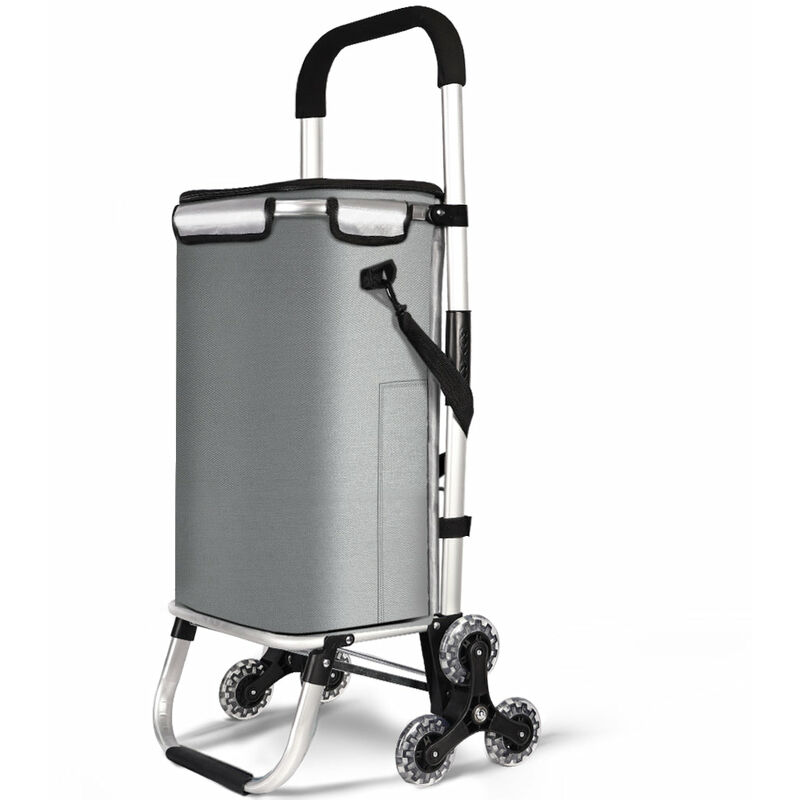 foto del prodotto vounot carrello spesa pieghevole in alluminio, carrello portaspesa 6 ruote con borsa termico, 50 l grigio