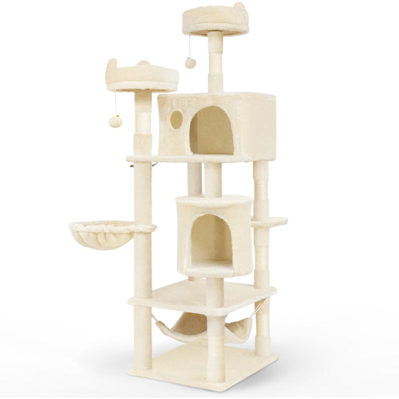foto del prodotto vounot castello per gatti xxl con tiragraffi, albero per gatti 168cm, beige