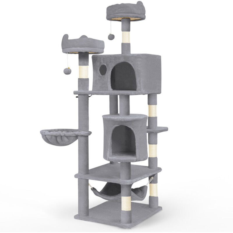 foto del prodotto vounot castello per gatti xxl con tiragraffi, albero per gatti 168cm, grigio