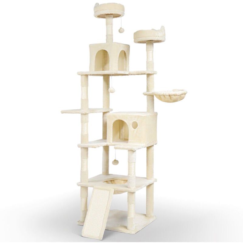 foto del prodotto vounot castello per gatti xxl con tiragraffi, albero per gatti 215cm, beige