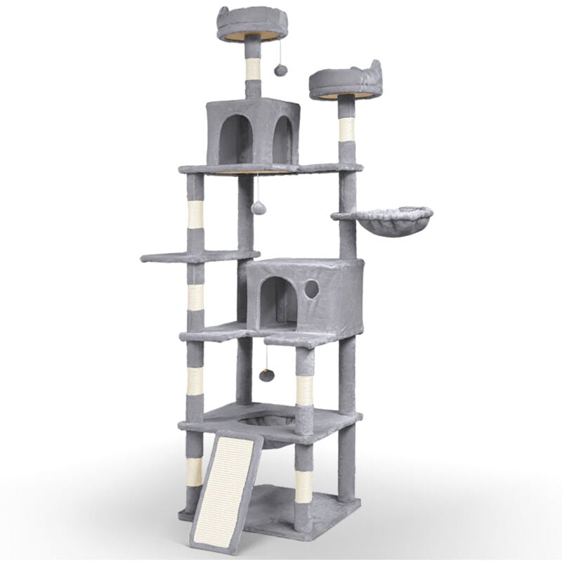 foto del prodotto vounot castello per gatti xxl con tiragraffi, albero per gatti 215cm, grigio