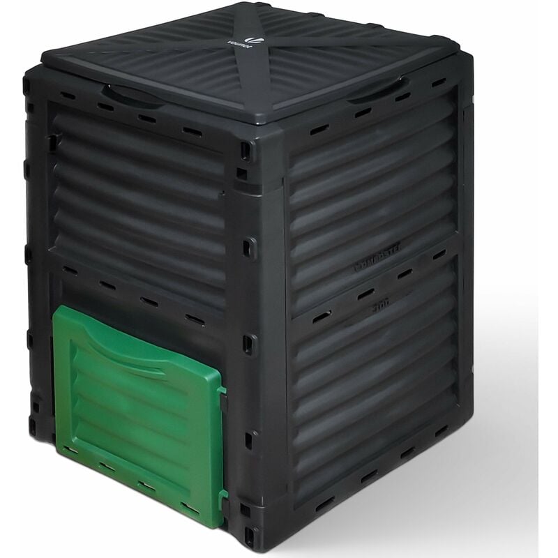 foto del prodotto vounot compostiera da giardino, composter da esterno, nero e verde, 300l