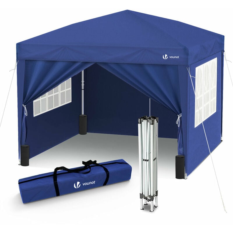 foto del prodotto vounot gazebo giardino 3x3 m pieghevole, con 4 parti laterali e borsa di trasporto, blu