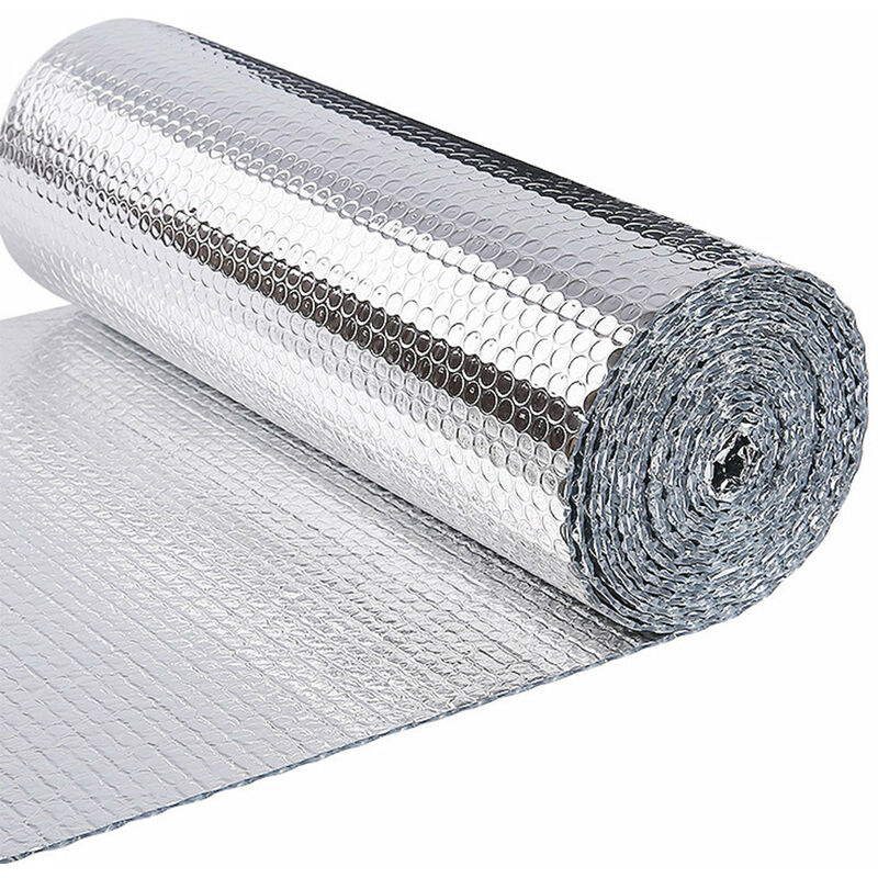 foto del prodotto vounot isolante termico 60cm x 10m, foglio isolante doppio strato alluminio bolle rotolo di pellicola riflettente