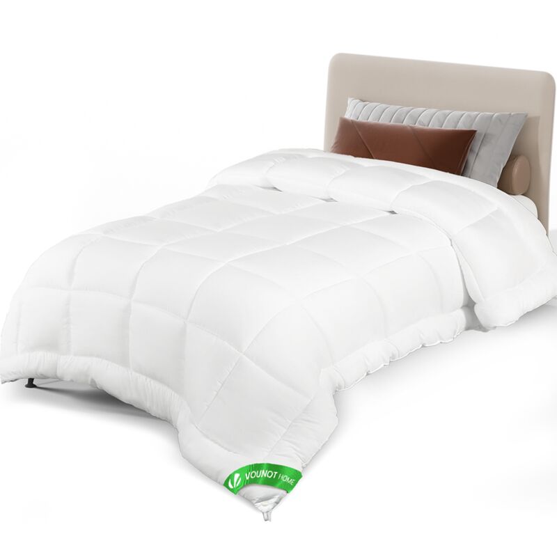 foto del prodotto vounot piumone caldo 300 gsm 135x200 cm in microfibra ultra morbida, piumino mezza stagioni, trapunta leggero e traspirante, bianco