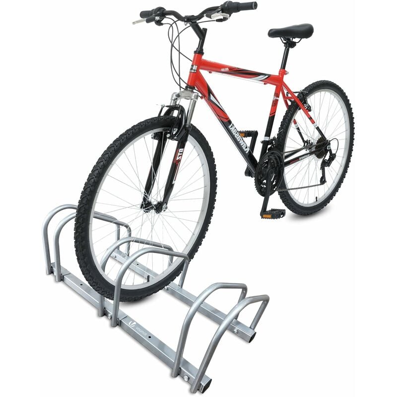 foto del prodotto vounot rastrelliera per biciclette, installazione a pavimento e parete, argento, 3 posti