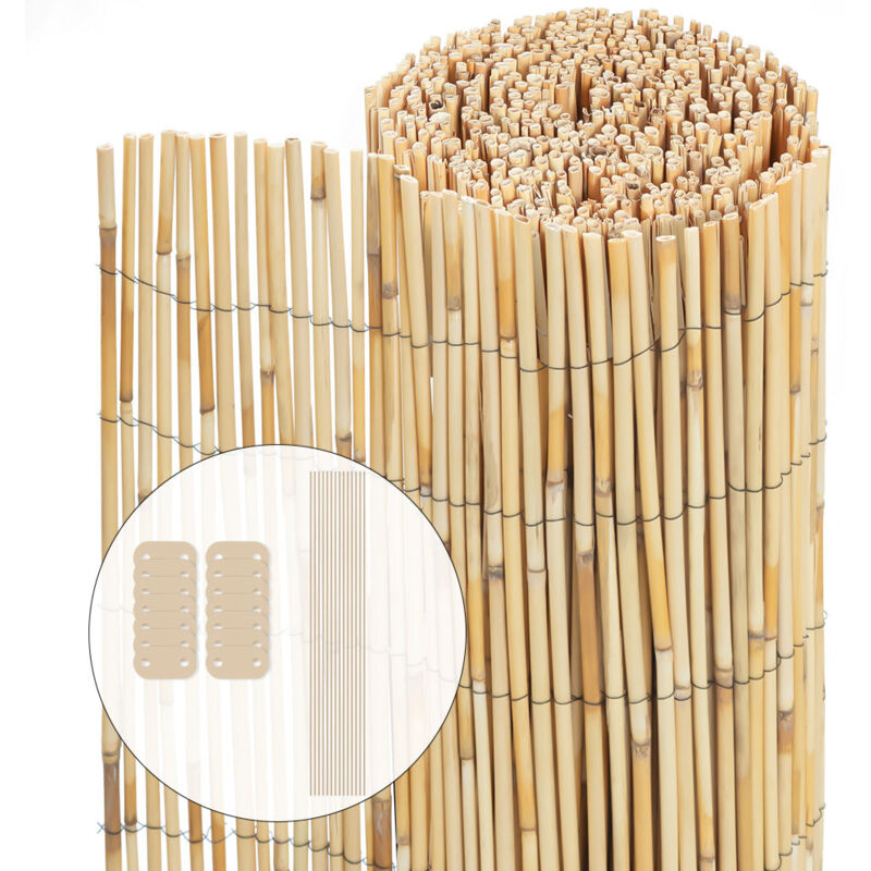 foto del prodotto vounot recinzione in canna naturale rinforzato reed screening ombra recinzione esterno rilegata 90x600cm