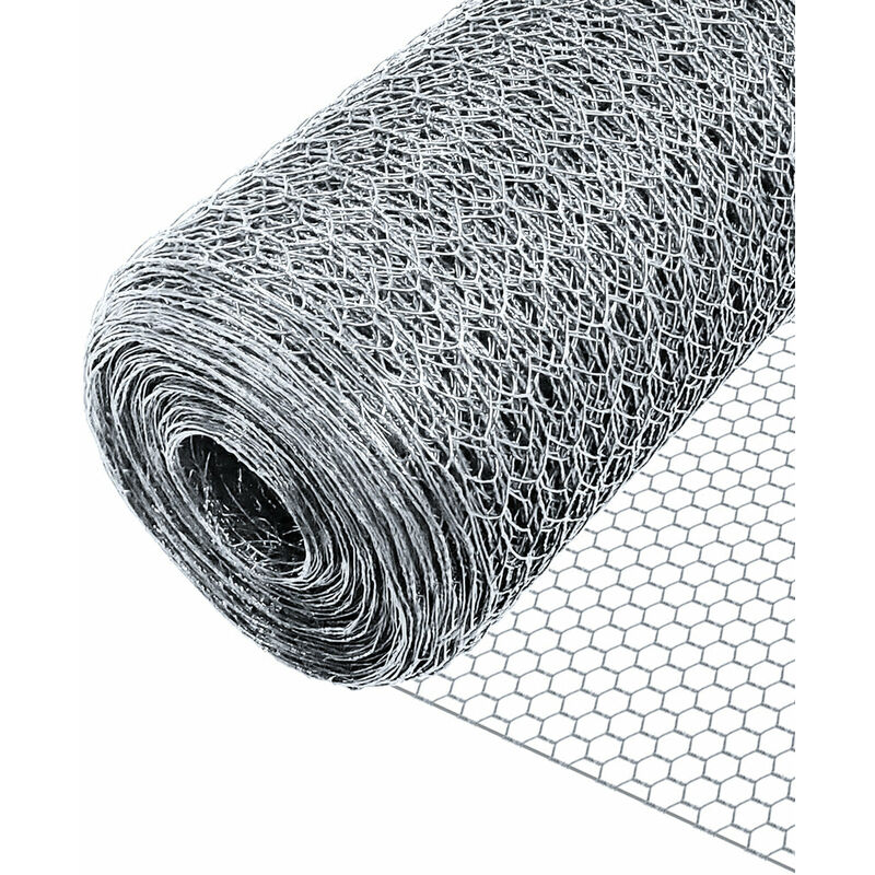 foto del prodotto vounot rete metallica zincata torsione tripla, maglia esagonale 13mm, 100cm x 50m, argento