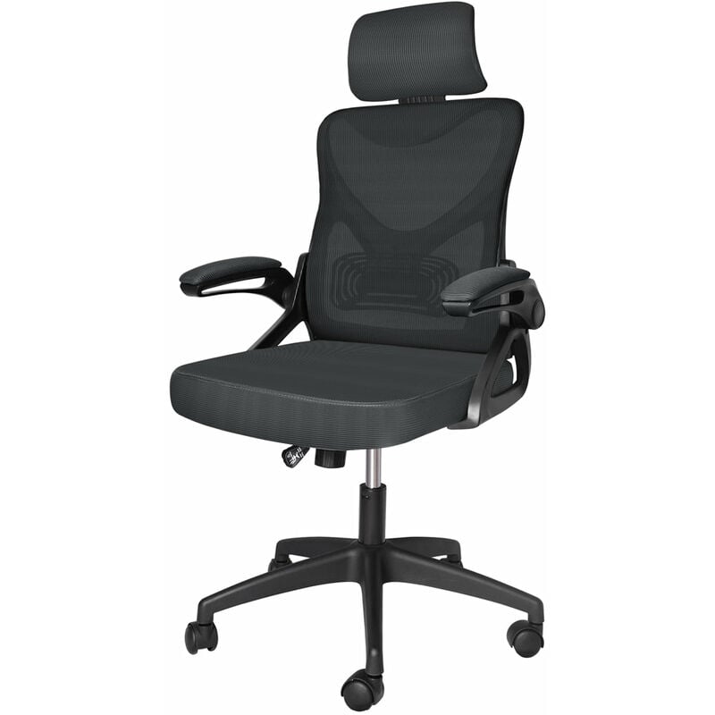 foto del prodotto vounot sedia da ufficio scrivania ergonomica, poltrona con schienale in rete, con poggiatesta e supporto lombare, colore nero