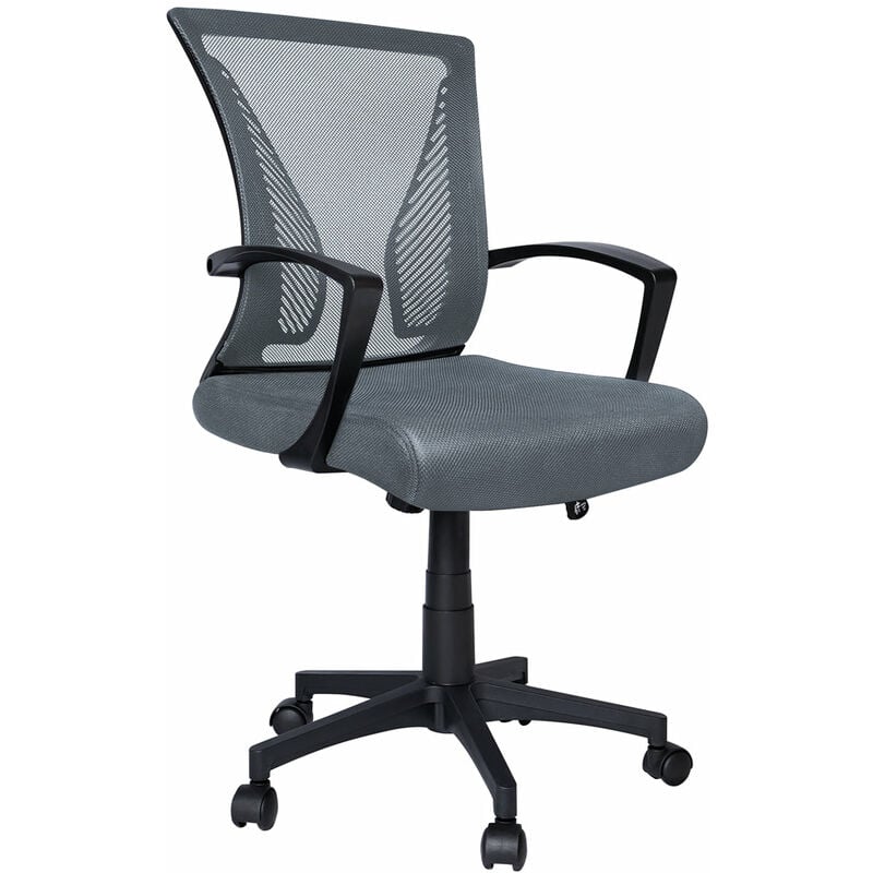 foto del prodotto vounot sedia da ufficio scrivania ergonomica, poltrona con schienale in rete, con supporto lombare e braccioli, colore grigio