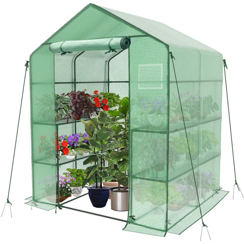 foto del prodotto vounot serra da giardino 143x143x195 cm, mini serra orto vivaio per piante 8 ripiani, verde