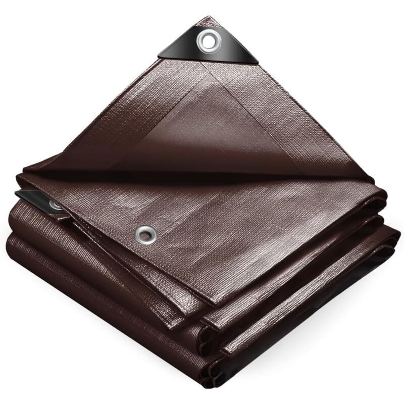 foto del prodotto vounot telo impermeabile esterno 1.5x6m, telone occhiellato impermeabile rinforzato pe 240 g m , marrone