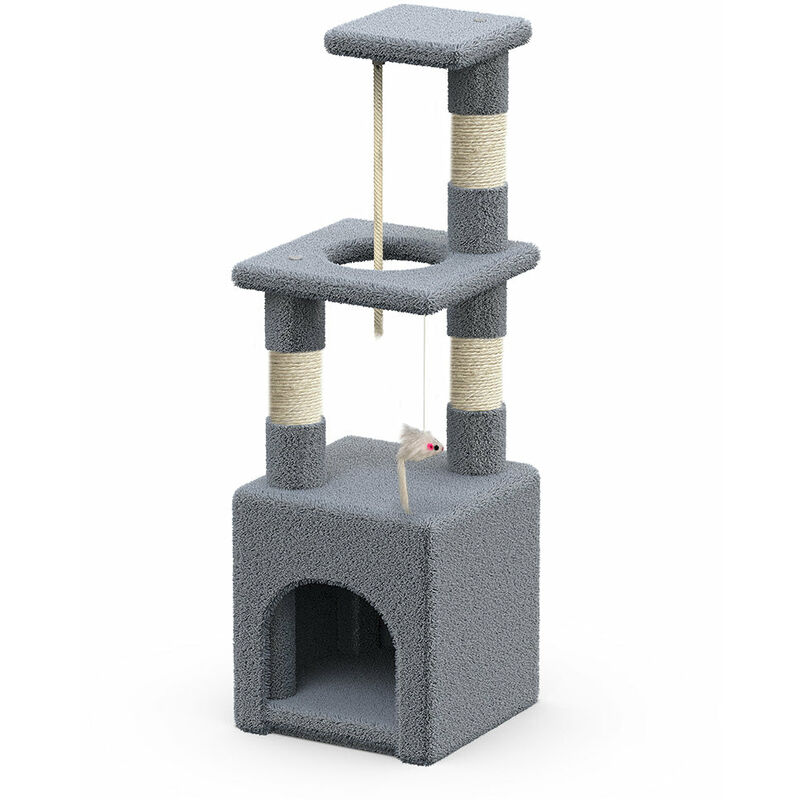 foto del prodotto vounot tiragraffi per gatti, albero gatto in corda sisal naturale, altezza 88cm, grigio