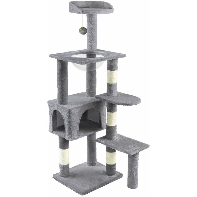 immagine 0 del prodotto vounot tiragraffi per gatti, albero gatto multi livello con capsula spaziale, altezza 138cm, grigio